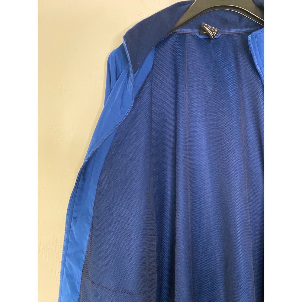 Adidas Mens 3XL Windbreaker Jacket Blue Full Zip Mesh Lined 3 Stripe Track Coat - Picture 15 of 16